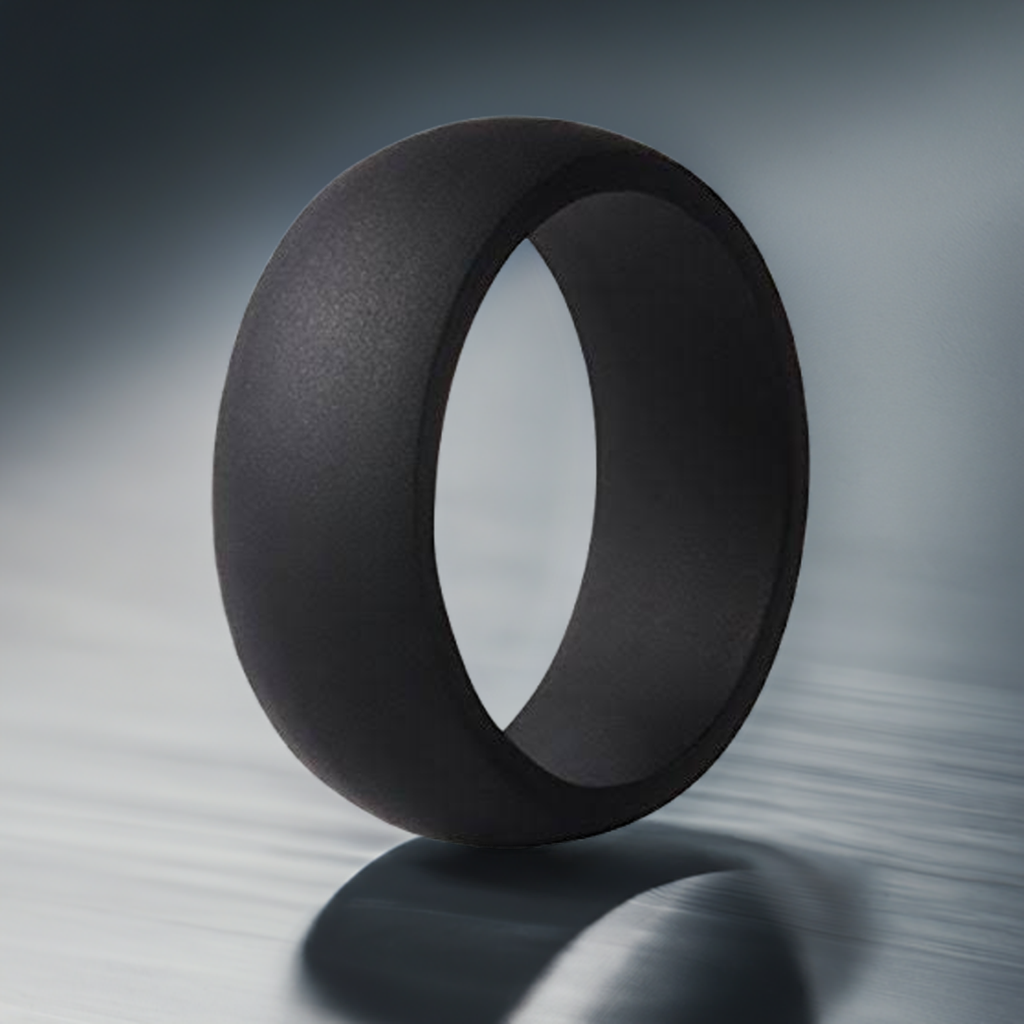 Arc Edge Black Silicone Wedding Rings For Men