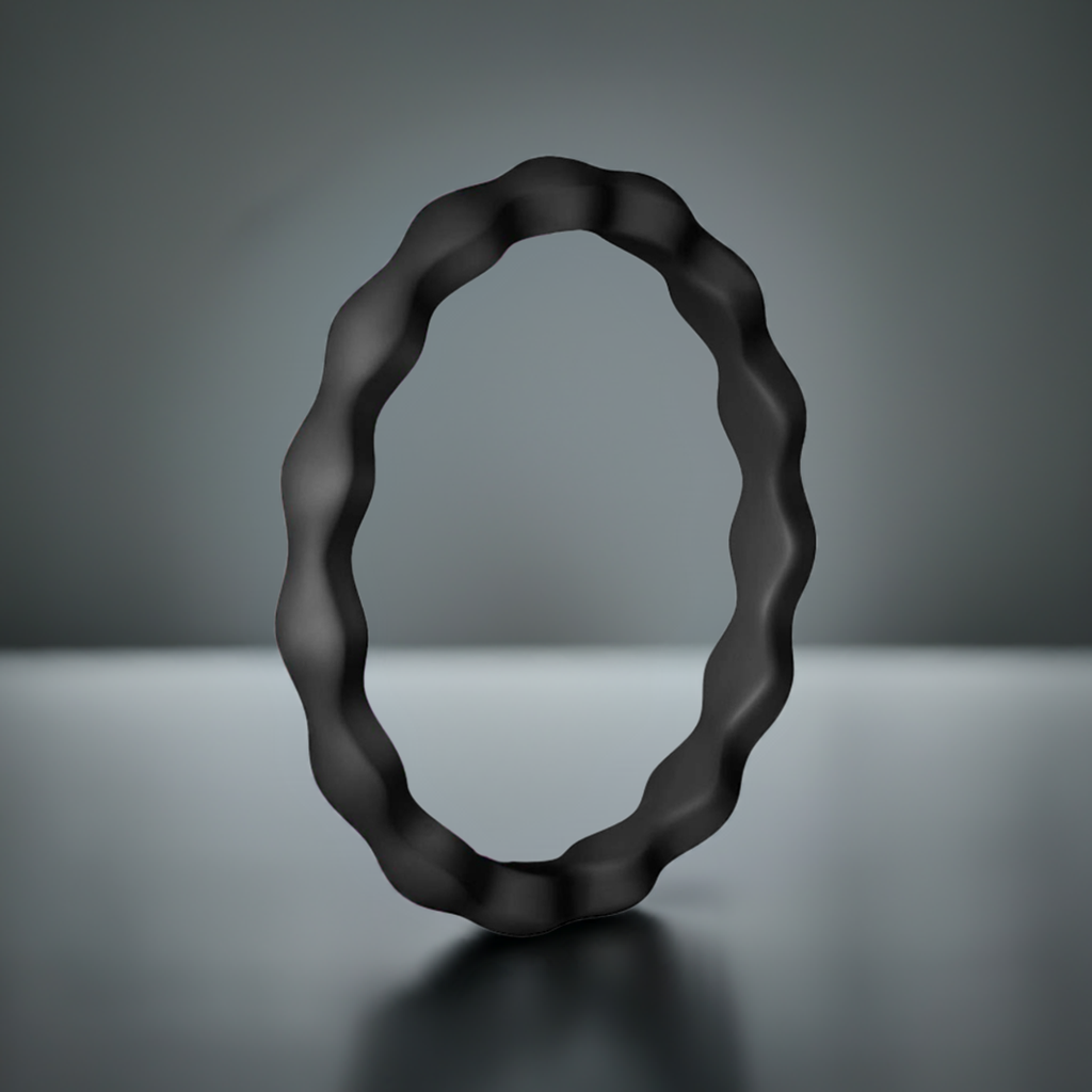 Best Wavy Black Stackable Silicone Rings For Women
