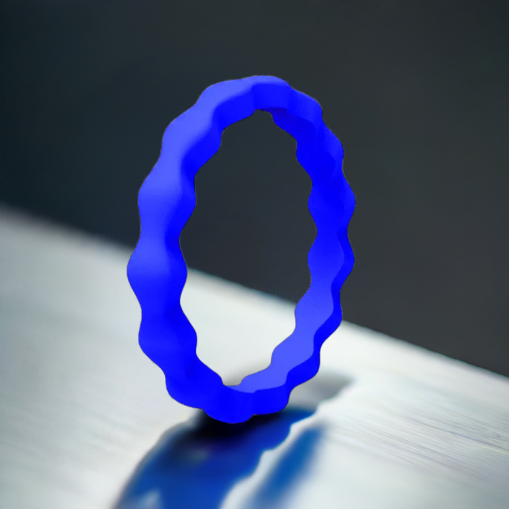 Best Wavy Blue Stackable Silicone Rings For Women