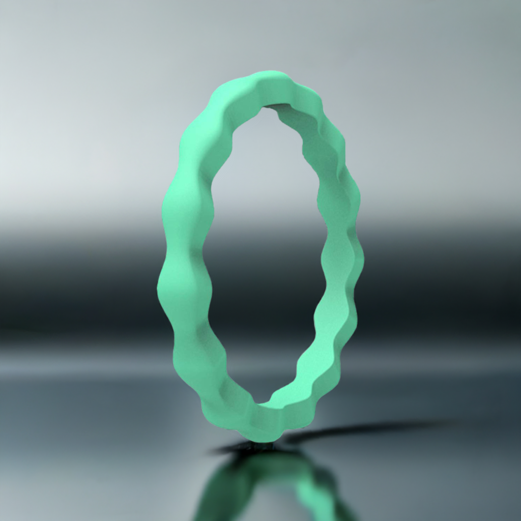 Best Wavy Mint Green Stackable Silicone Rings For Women
