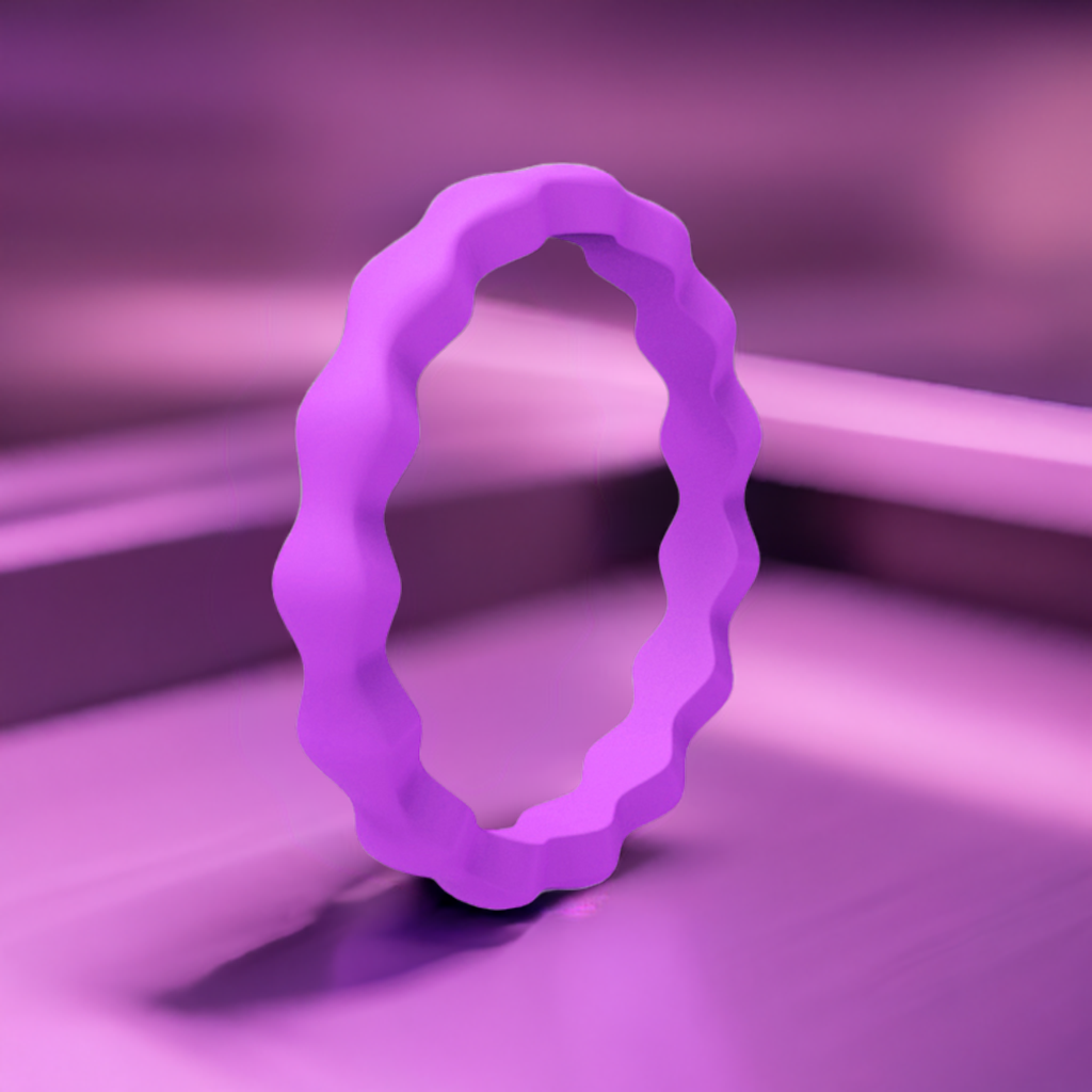 Best Wavy Pearly Purple Stackable Silicone Rings For Women