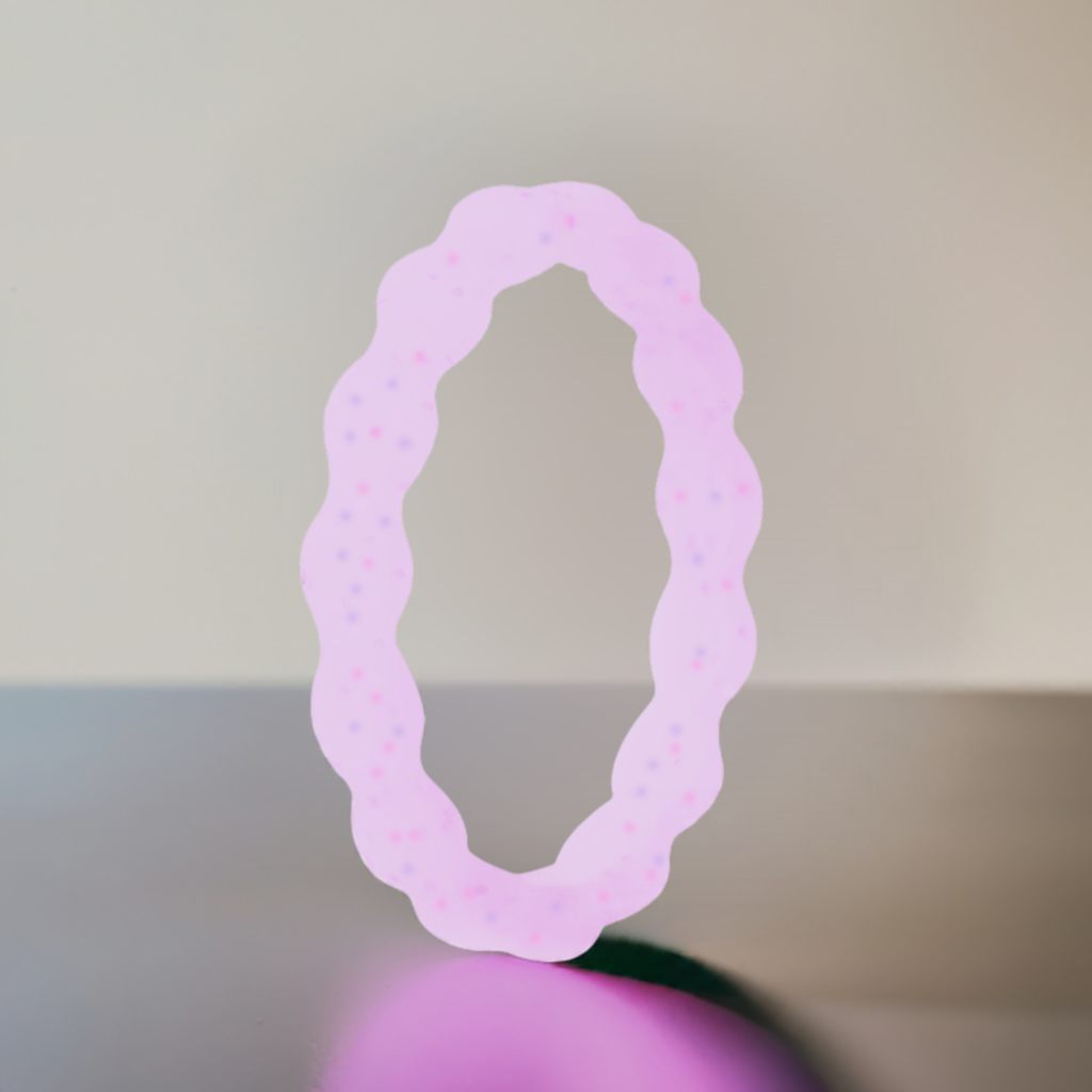 Best Wavy Transparent With Purple Glitter Stackable Silicone Rings For Women