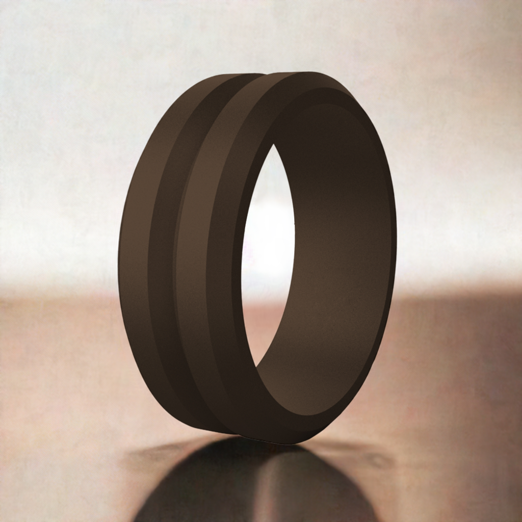 Brown V Groove Silicone Rings And Wedding Bands