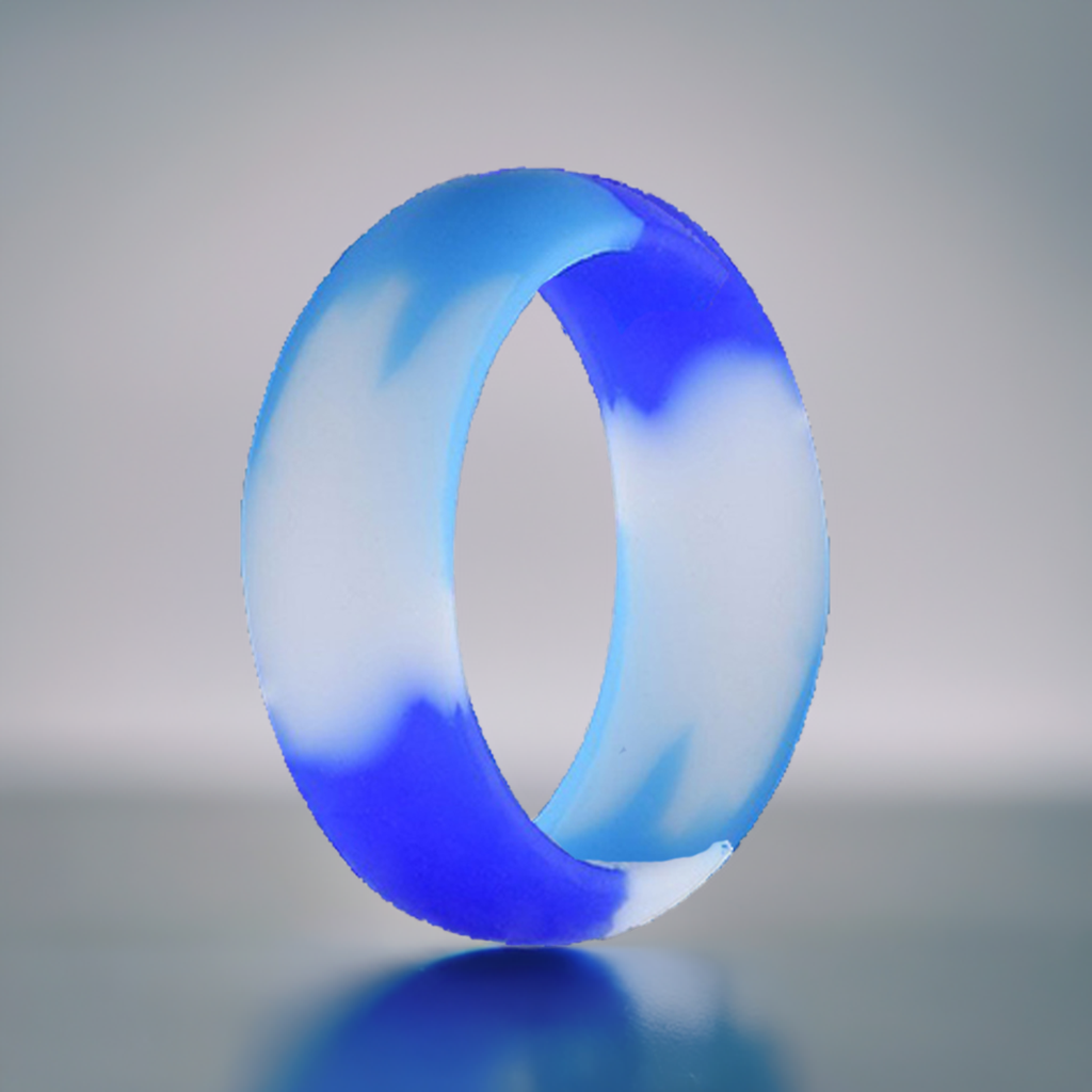 Classic Men's Camo Blue Silicone Rings