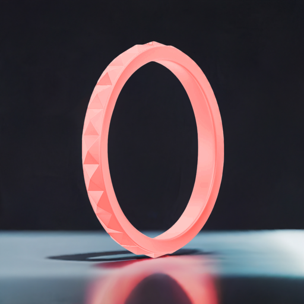 Coral Stylish Pyramid Stackable Silicone Rings For Women
