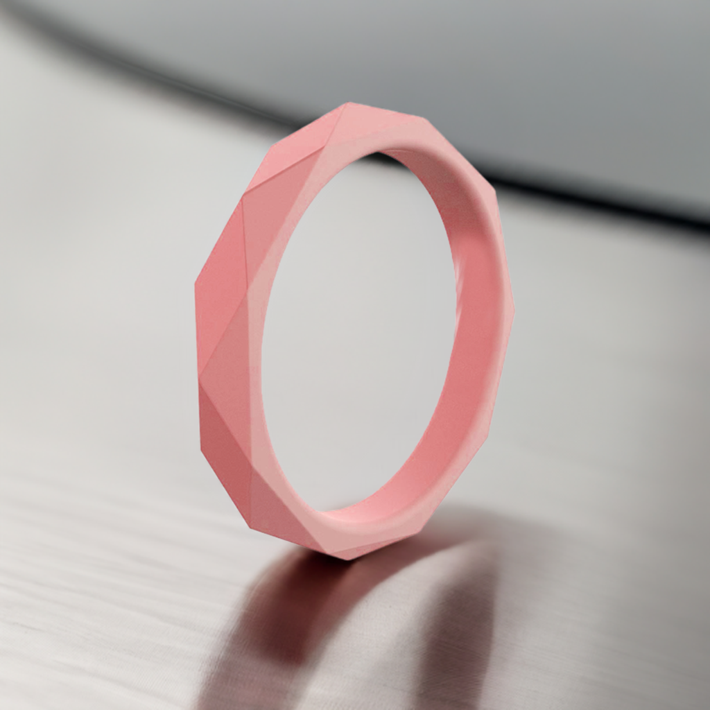 Coral Unique Rhombus Stackable Silicone Wedding Bands For Women