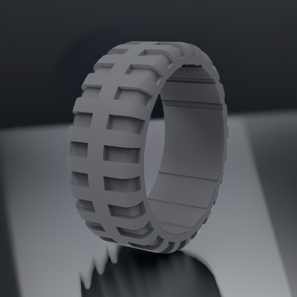 Dark Gray Tire Silicone Wedding Rings For Men