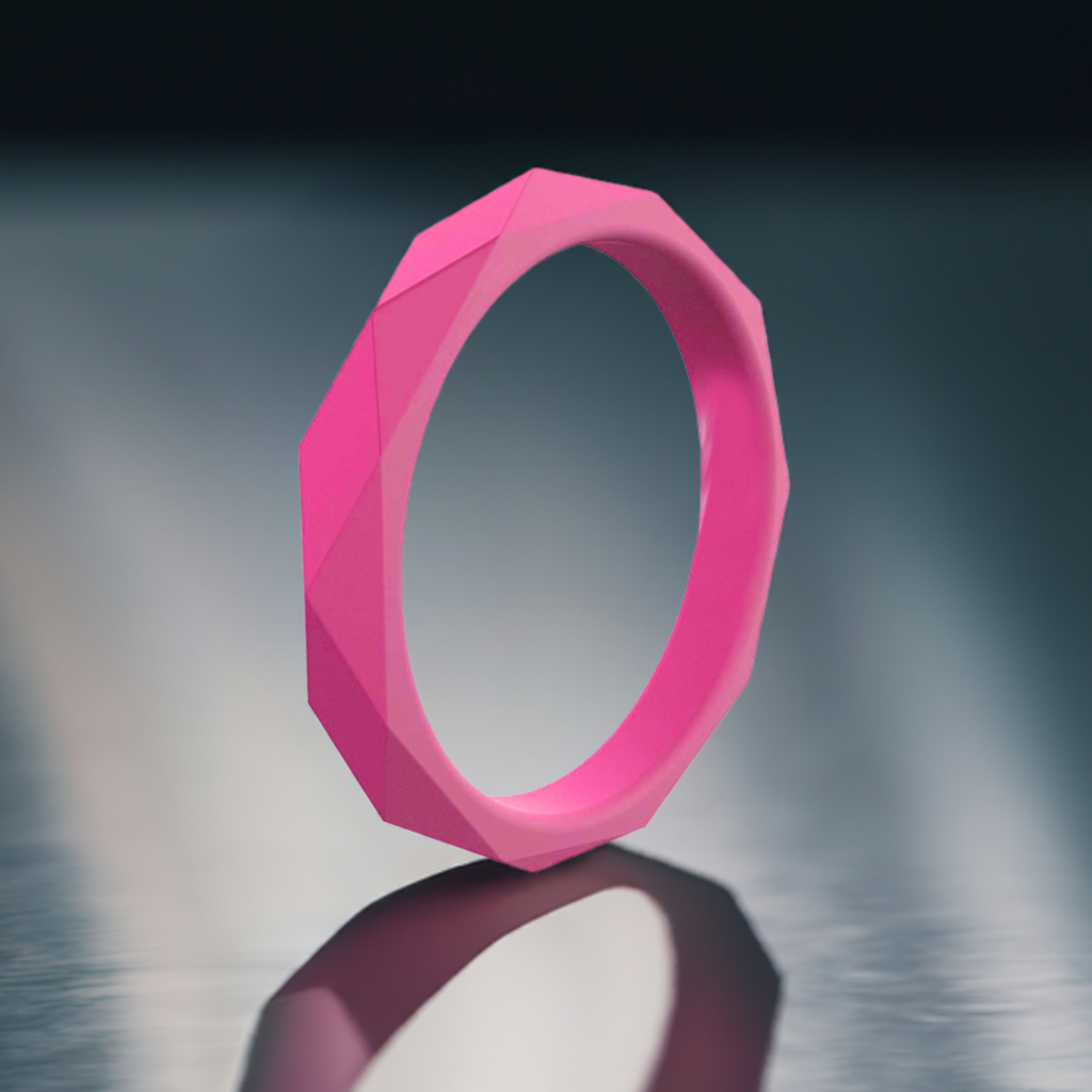 Fuchsia Unique Rhombus Stackable Silicone Wedding Bands For Women