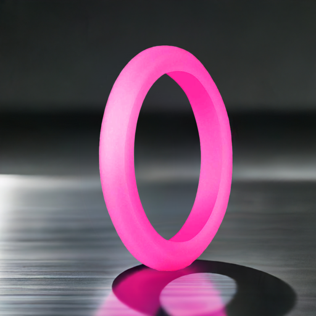 Fuchsia Women's Thin Silicone Rings And Wedding Bands