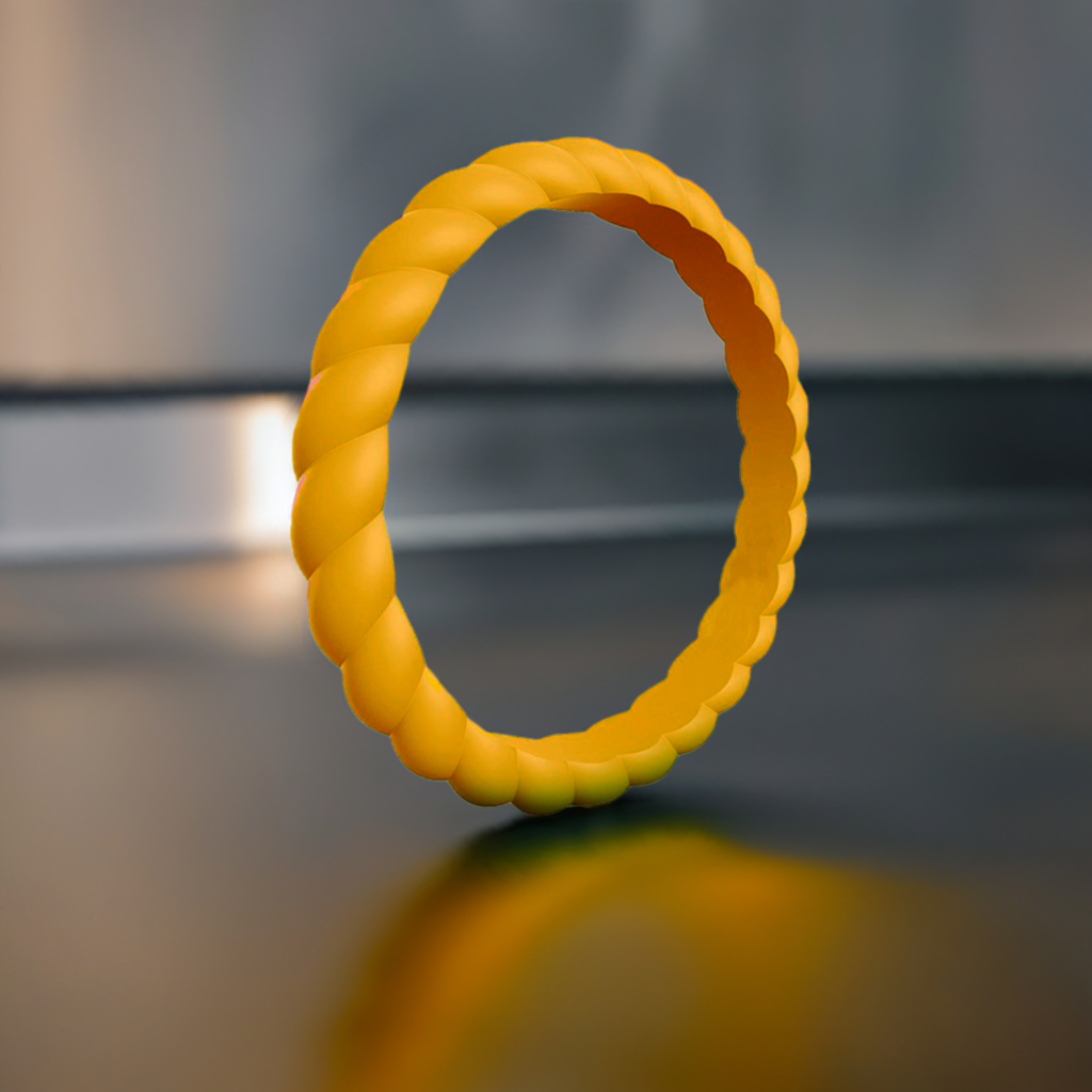 Gold Stylish Stackable Women's Braided Silicone Rings And Wedding Bands