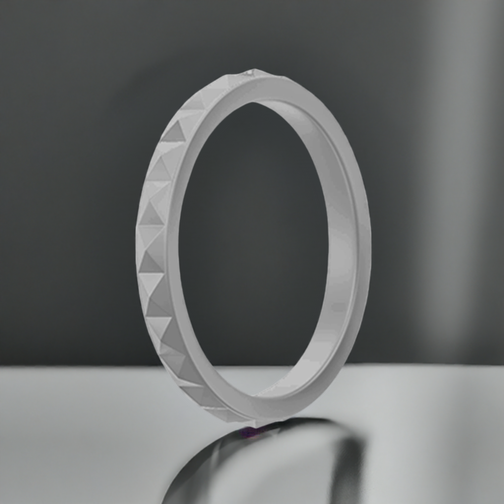 Gray Stylish Pyramid Stackable Silicone Rings For Women
