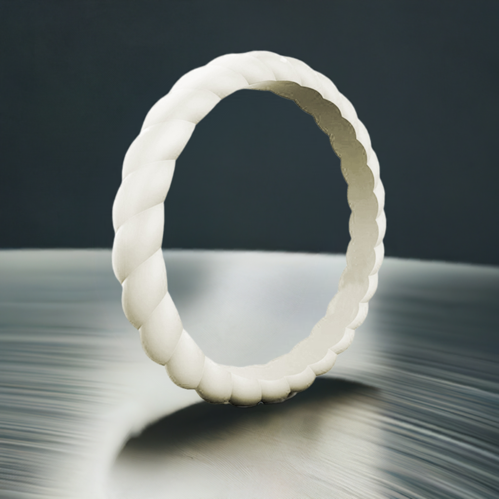 Light Gray Stylish Stackable Women's Braided Silicone Rings And Wedding Bands