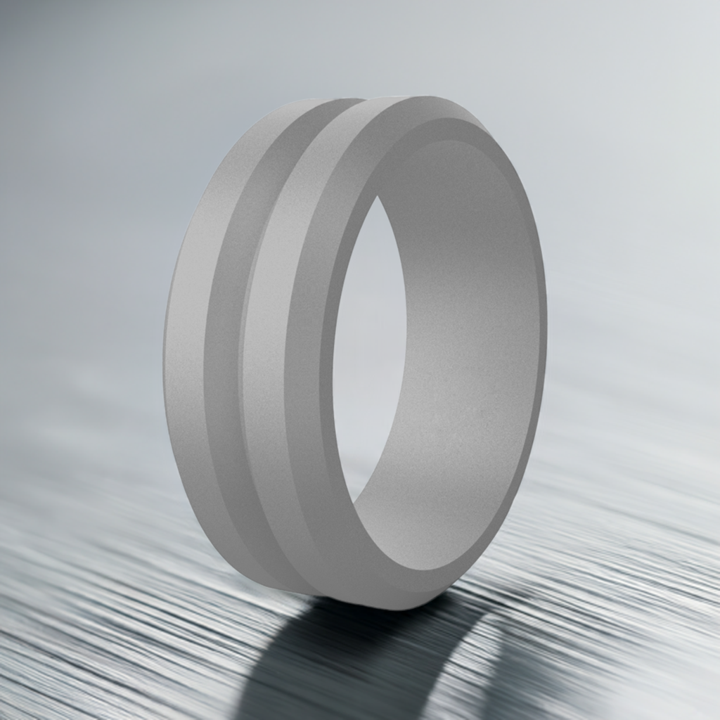 Light Gray V Groove Silicone Rings And Wedding Bands
