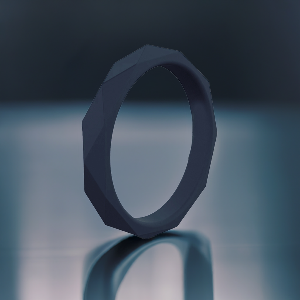 Midnight Blue Unique Rhombus Stackable Silicone Wedding Bands For Women