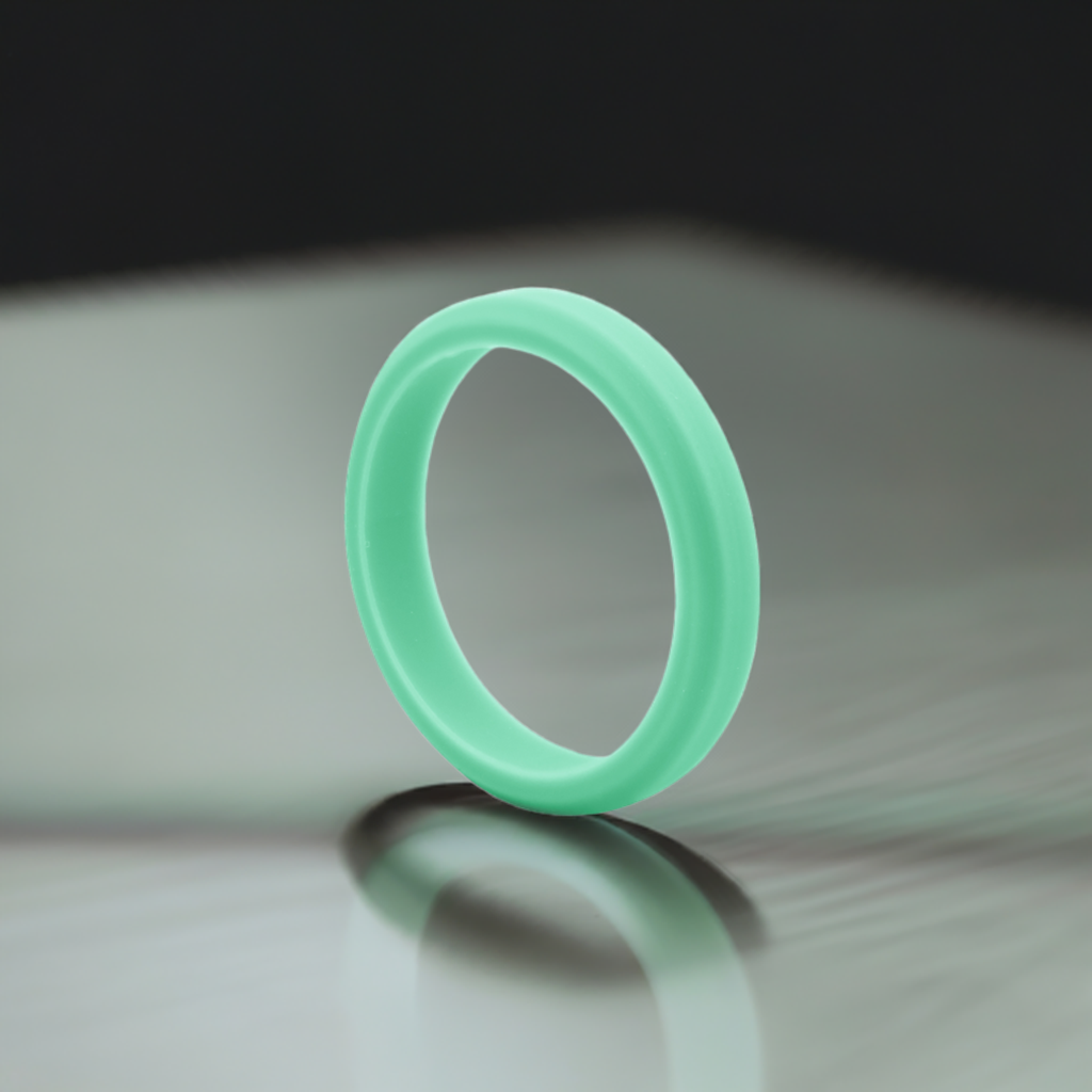 Mint Green Bevel Silicone Rubber Rings For Women