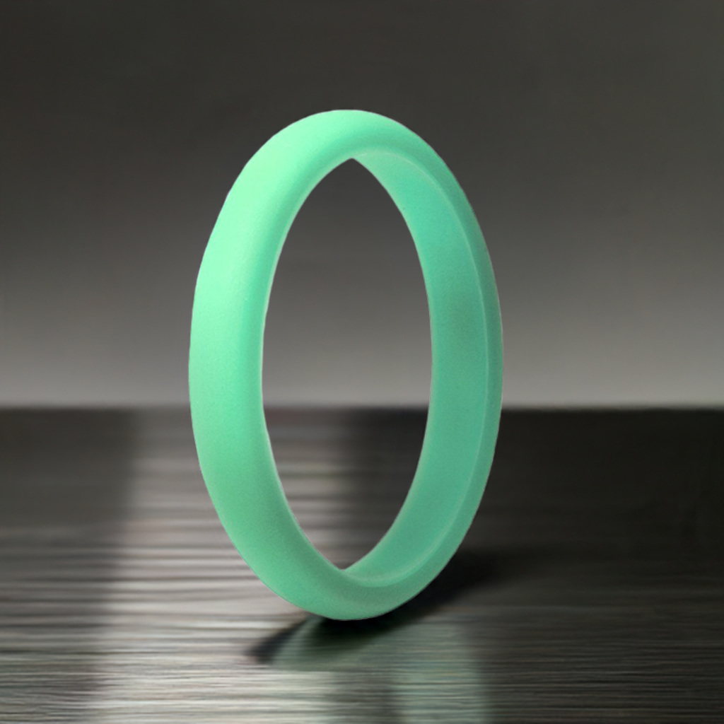 Mint Green Women's Thin Silicone Rings And Wedding Bands