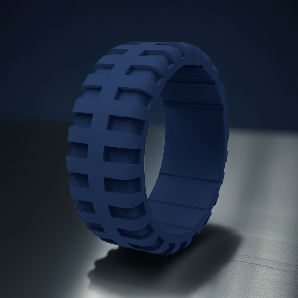 Navy Blue Tire Silicone Wedding Rings For Men