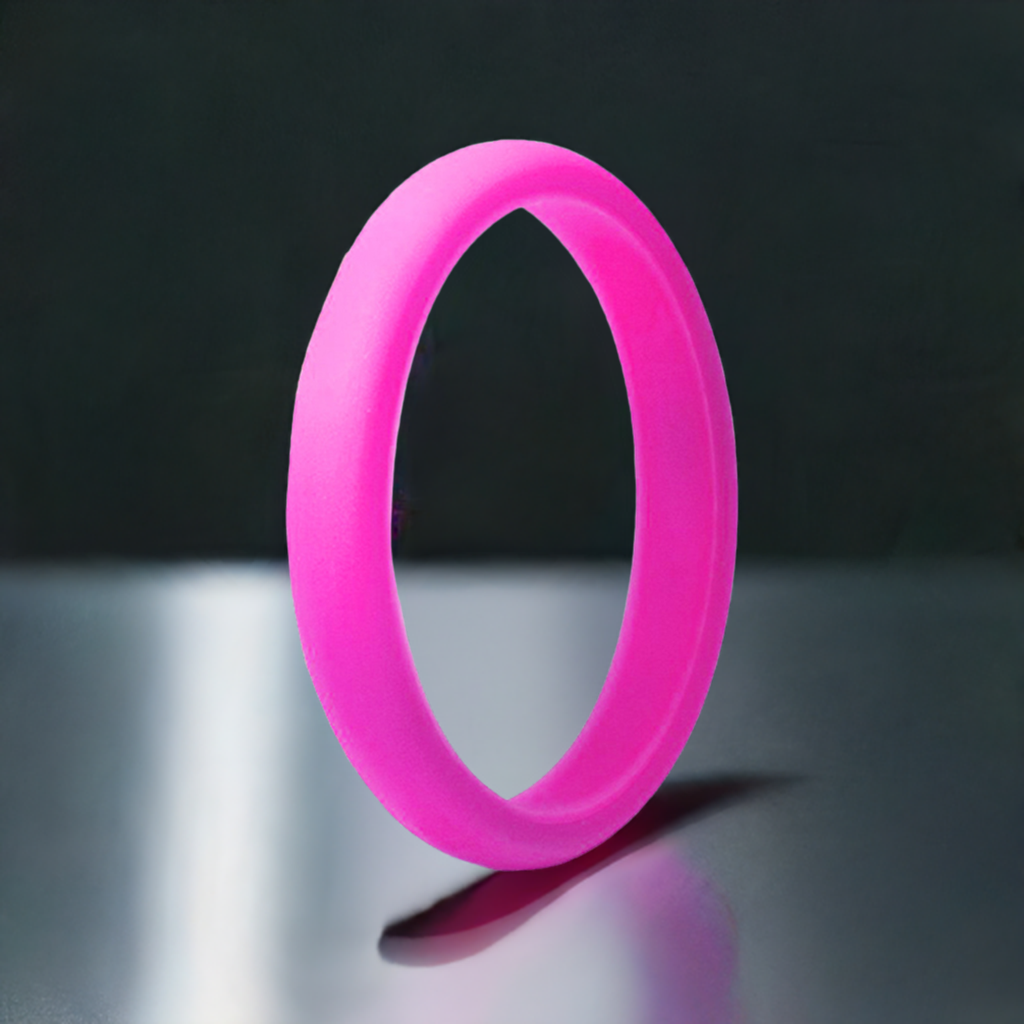 Pearl Fuchsia Women's Thin Silicone Rings And Wedding Bands