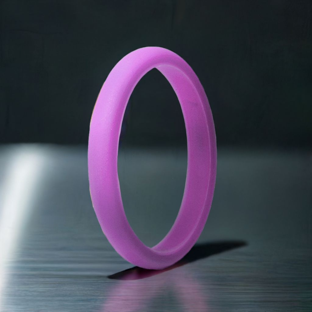 Pearl Rose Purple Women's Thin Silicone Rings And Wedding Bands