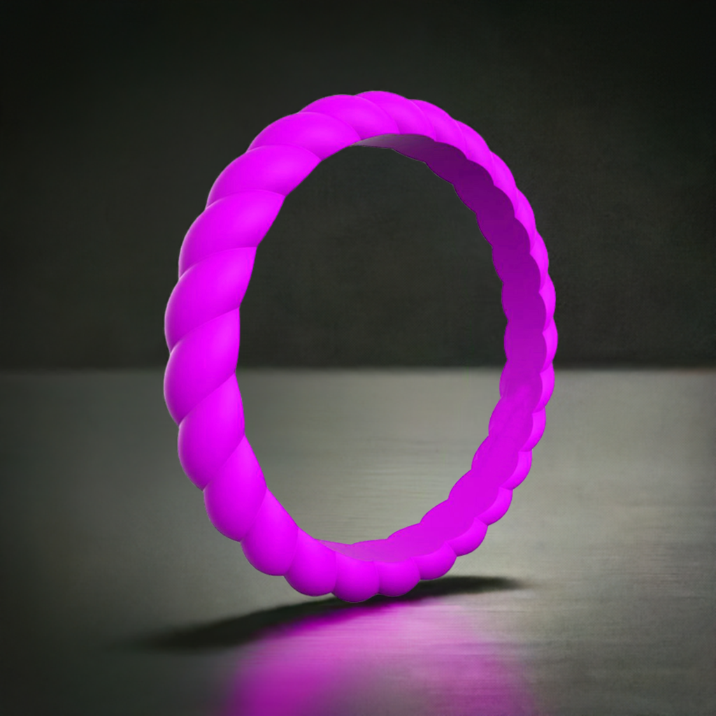 Pearlescent Purple Stylish Stackable Women's Braided Silicone Rings And Wedding Bands