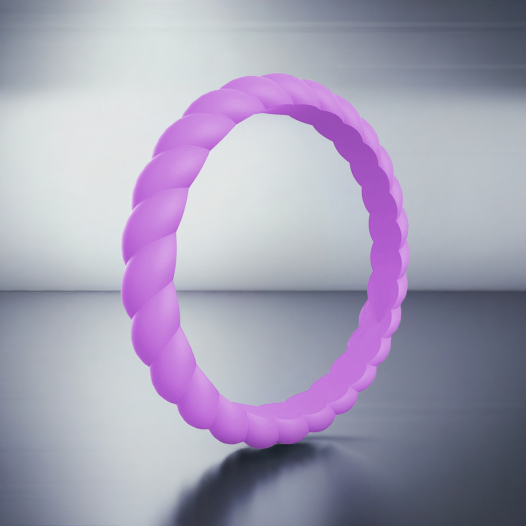Purple Stylish Stackable Women's Braided Silicone Rings And Wedding Bands