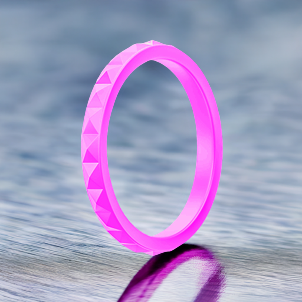 Purple Stylish Pyramid Stackable Silicone Rings For Women