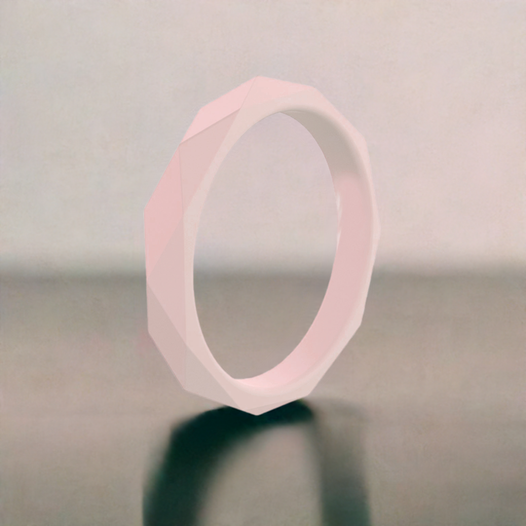 Sakura Pink Unique Rhombus Stackable Silicone Wedding Bands For Women