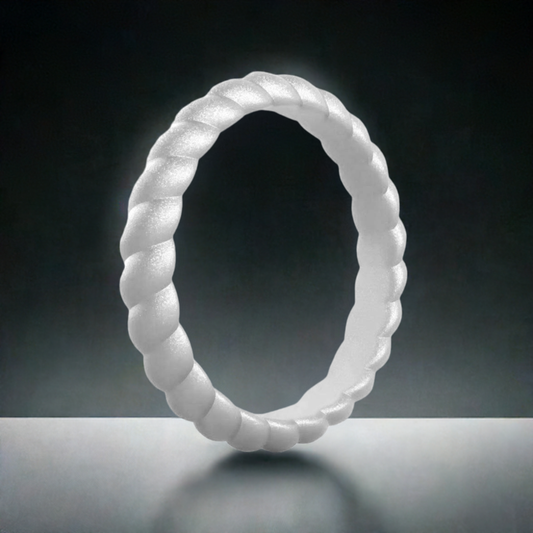 Silver Stylish Stackable Women's Braided Silicone Rings And Wedding Bands