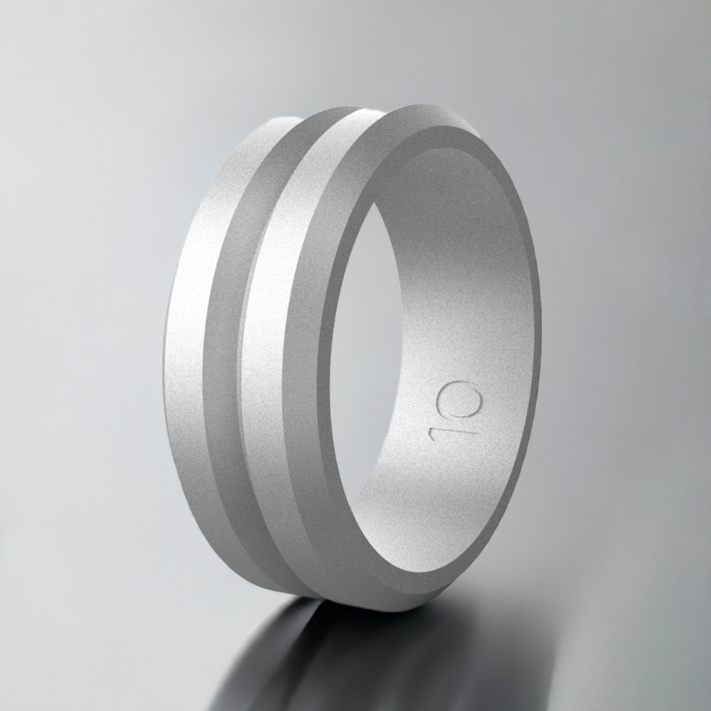 Silver V Groove Silicone Rings And Wedding Bands