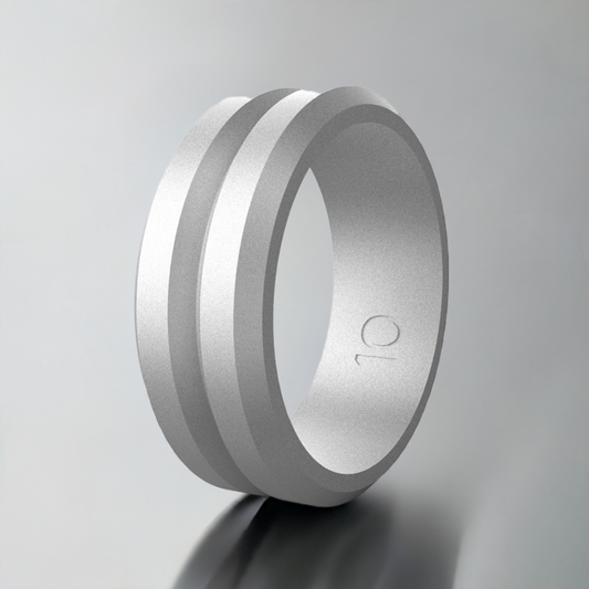Silver V Groove Silicone Rings And Wedding Bands
