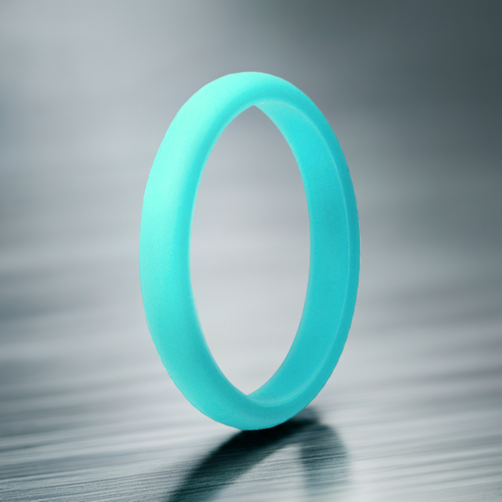Sky Blue Women's Thin Silicone Rings And Wedding Bands
