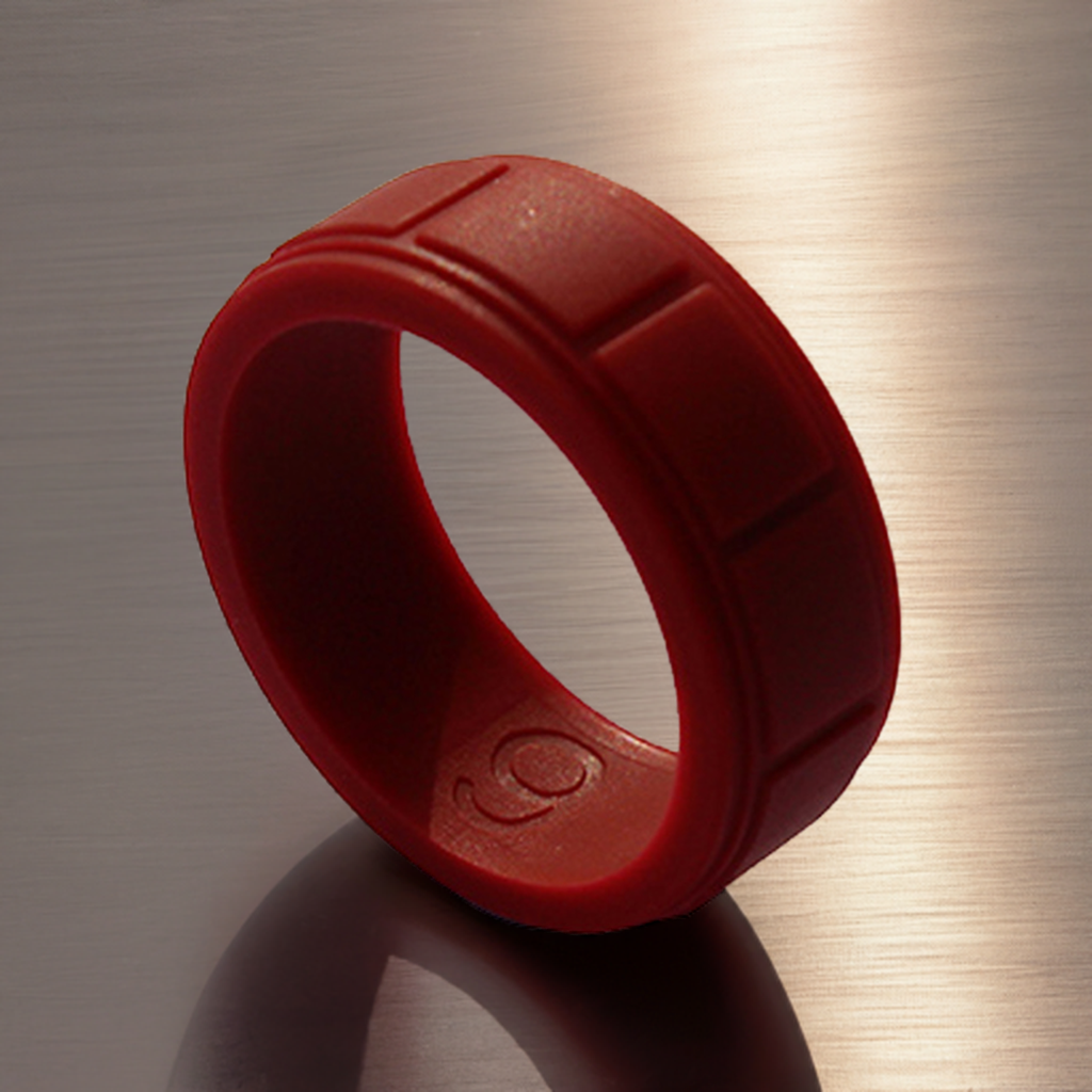 Square Pattern Red Rubber Rings For Men
