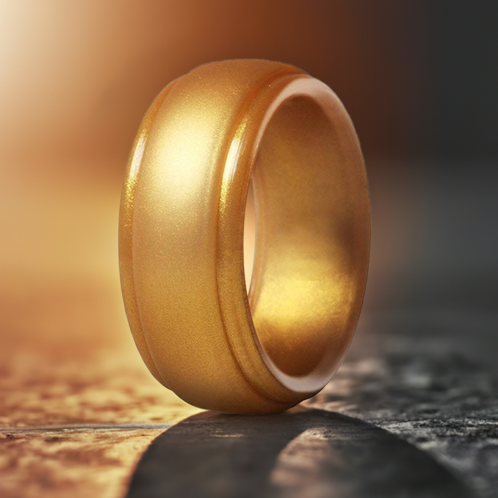 Step Edge Dark Gray Silicone Wedding Bands For Men