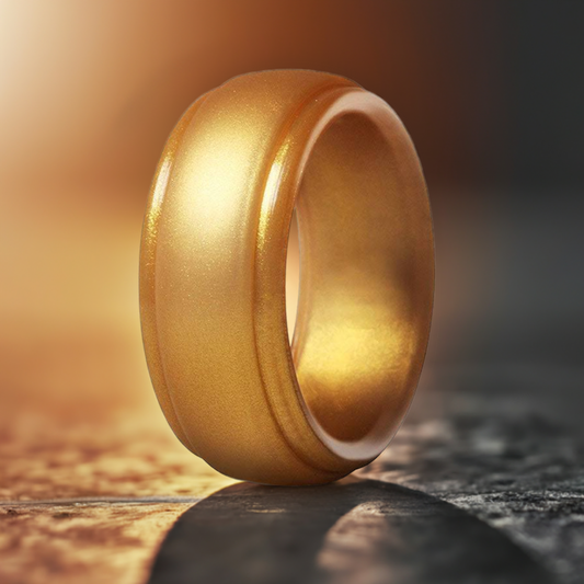 Step Edge Dark Gray Silicone Wedding Bands For Men