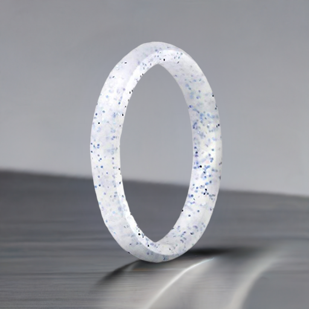 Sparkly Transparent With Blue Glitter Silicone Rings For Women
