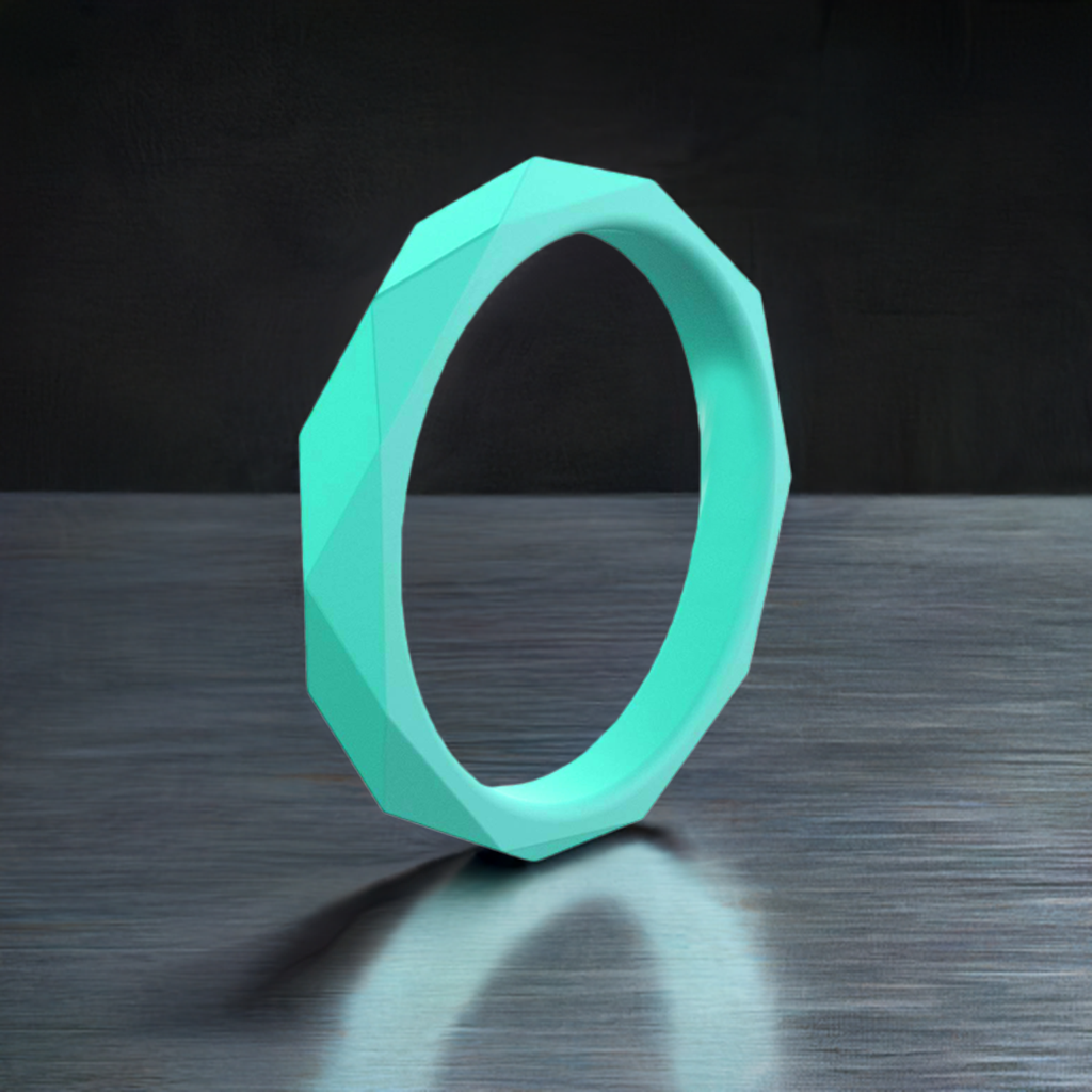 Turquoise Unique Rhombus Stackable Silicone Wedding Bands For Women