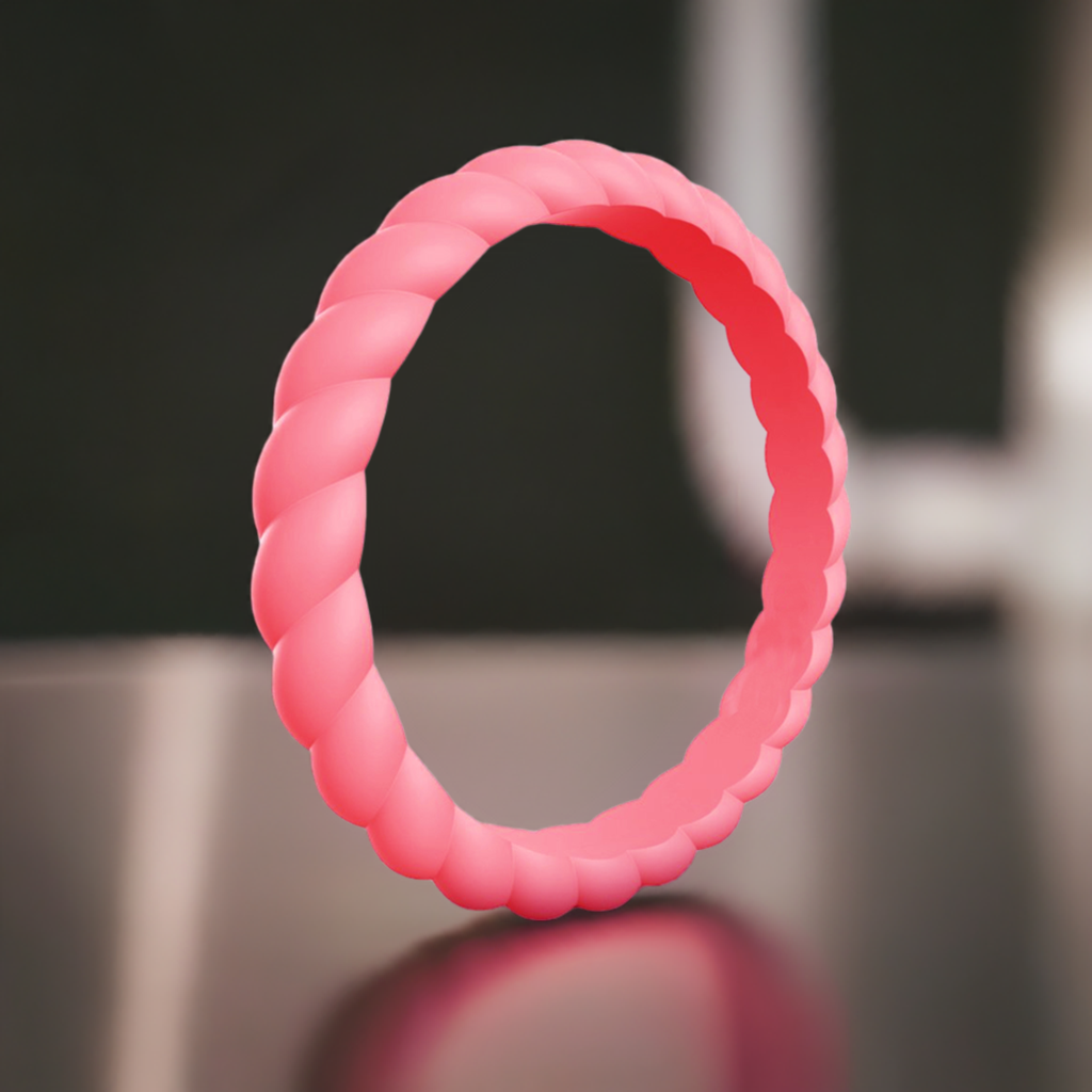 Watermelon Stylish Stackable Women's Braided Silicone Rings And Wedding Bands