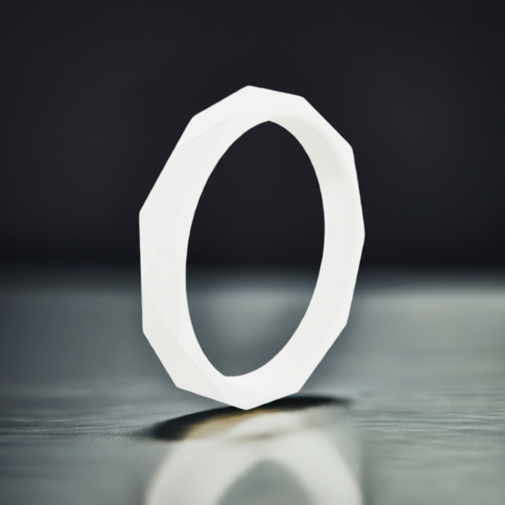 White Unique Rhombus Stackable Silicone Wedding Bands For Women