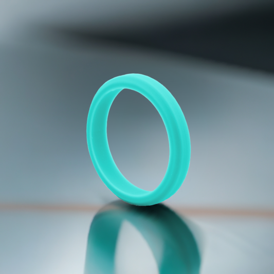 Aqua Blue Bevel Silicone Rubber Rings For Women