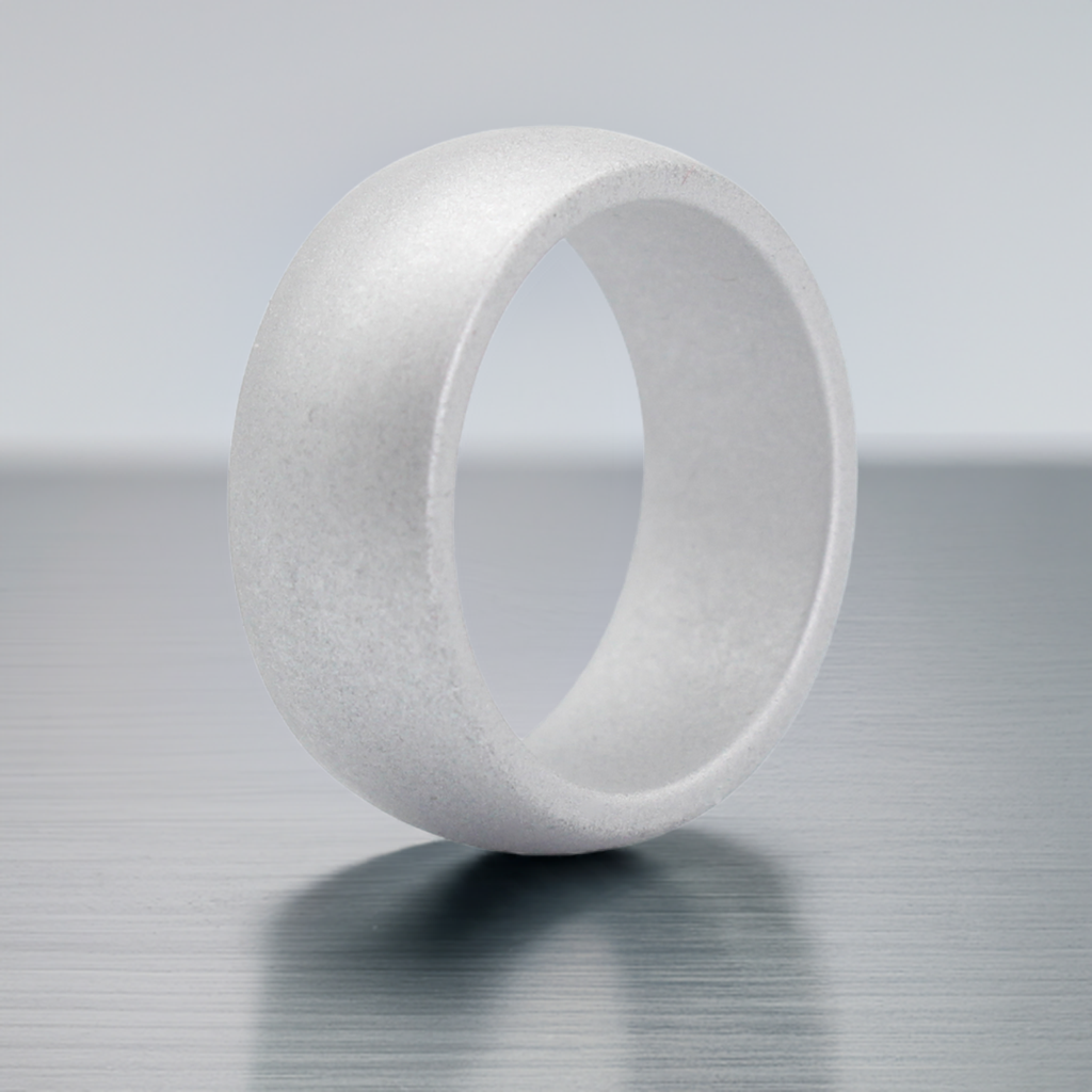 Arc Edge Shiny Silver Silicone Wedding Rings For Men