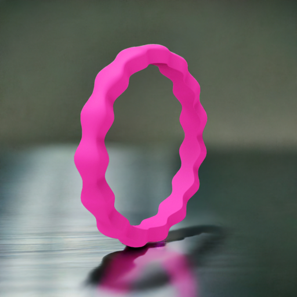 Best Wavy Hot Pink Stackable Silicone Rings For Women