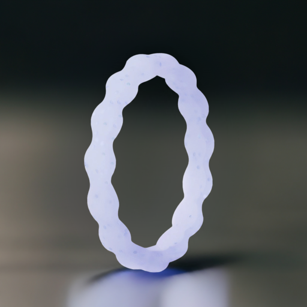 Best Wavy Transparent With Blue Glitter Stackable Silicone Rings For Women