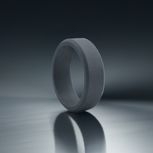 Bevel Dark Gray Rubber Rings For Men