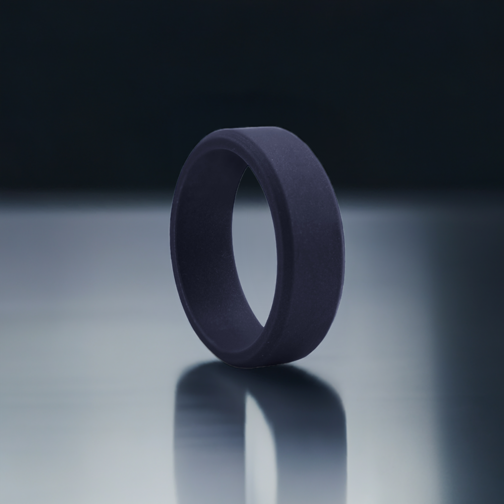 Bevel Navy Blue Rubber Rings For Men