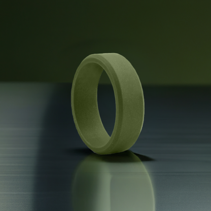 Bevel Olive Green Rubber Rings For Men