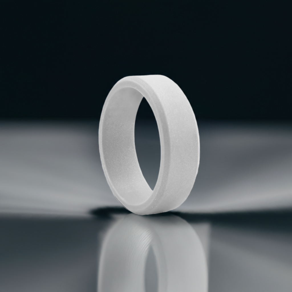 Bevel Silver Rubber Rings For Men