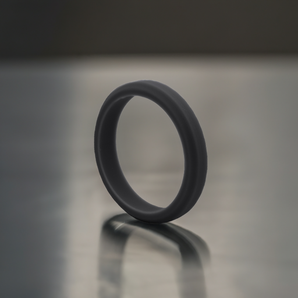 Black Bevel Silicone Rubber Rings For Women