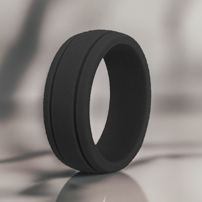 Black Silicone Rings | Double Groove Silicone Rings