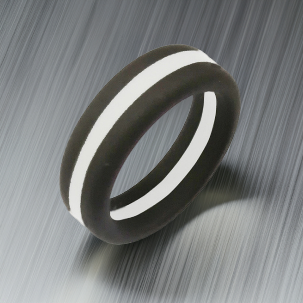 Black with White Stripe Silicone Rings