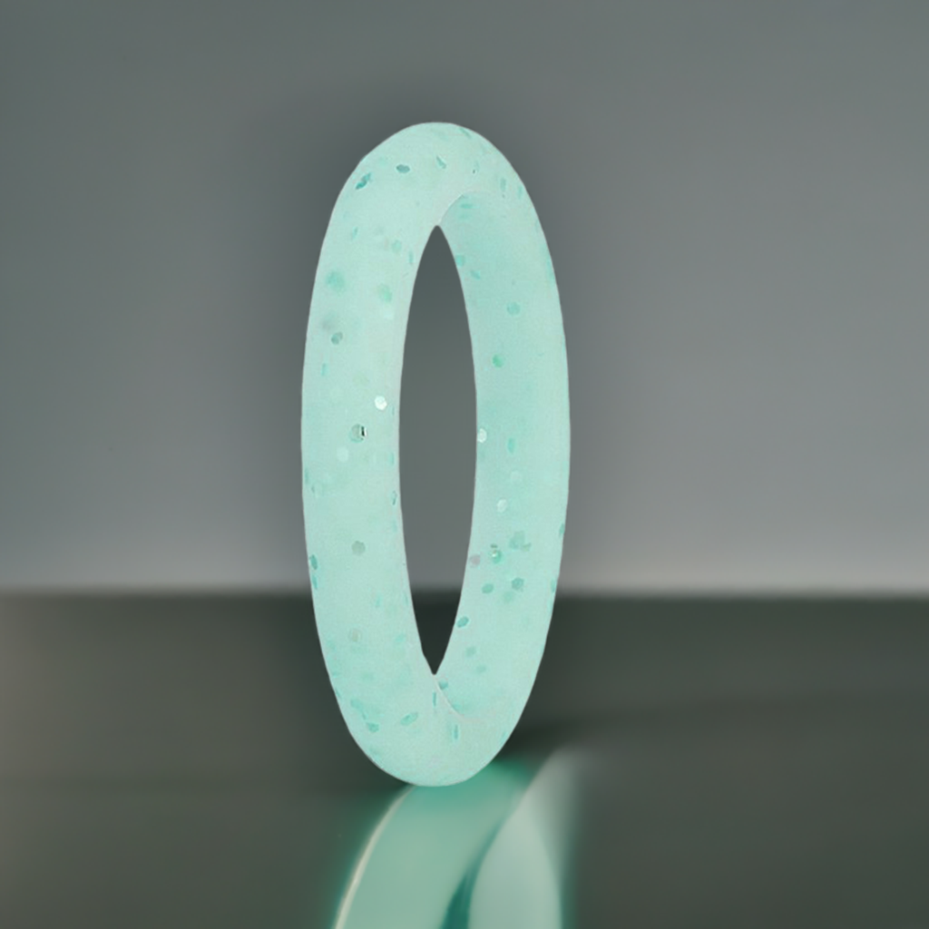 Sparkly Blue With Blue Glitter Silicone Rings For Women